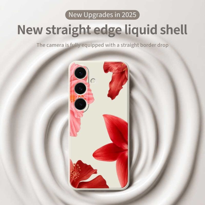 Deksel Samsung Galaxy S25 Fe Rød Blomstersilikon Beskyttelse Deksel
