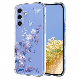 Deksel Til Samsung Galaxy S25 Fe Gjennomsiktig Blomster- Og Sommerfugldesign