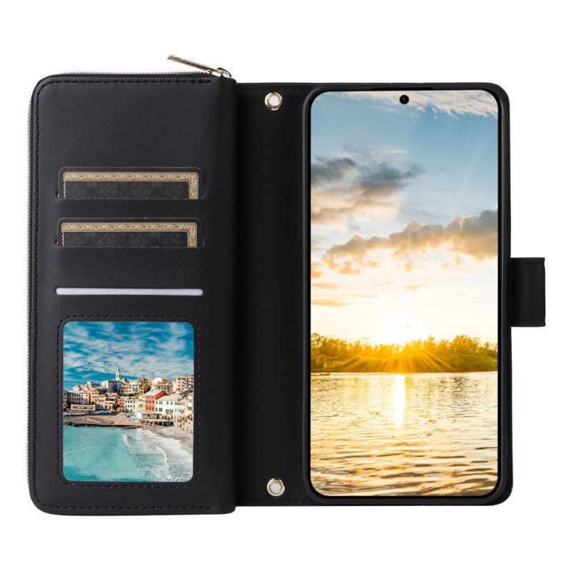 Folio Deksel Samsung Galaxy S25 Fe Imitert Skinn Med Rem