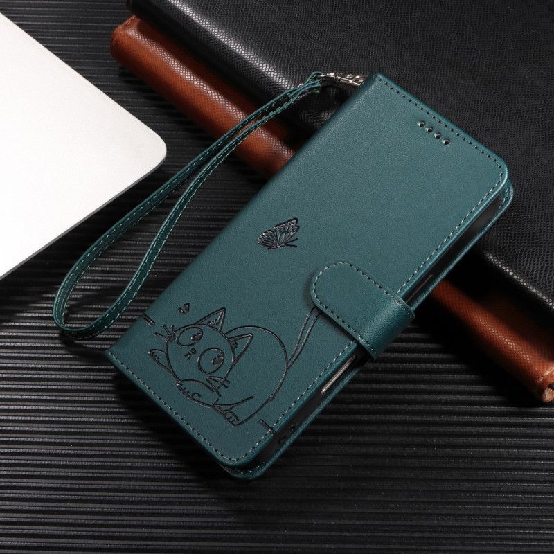 Folio Deksel Samsung Galaxy S25 Fe Kattetrykk Med Stropp