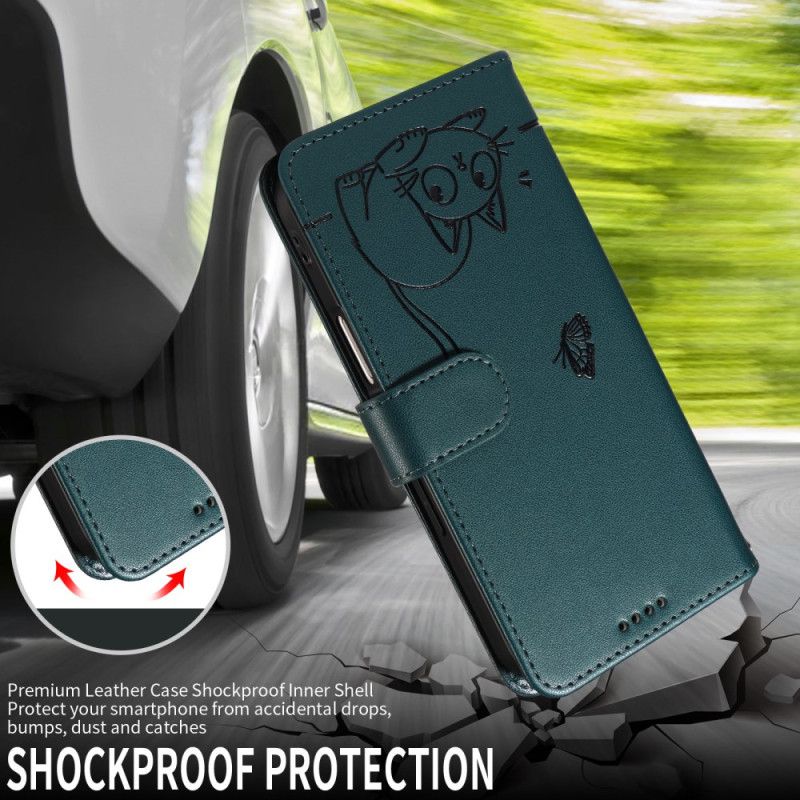 Folio Deksel Samsung Galaxy S25 Fe Kattetrykk Med Stropp