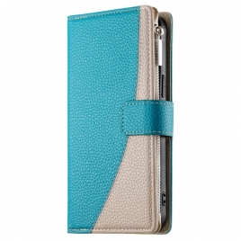 Folio Deksel Samsung Galaxy S25 Fe Lommebok I Skinn Med Glidelås Og Stropper Beskyttelse Deksel