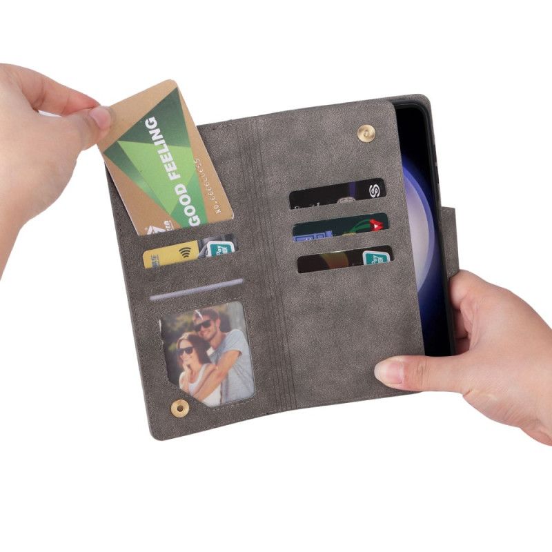 Folio Deksel Samsung Galaxy S25 Fe Lommebok Med Glidelås Beskyttelse Deksel