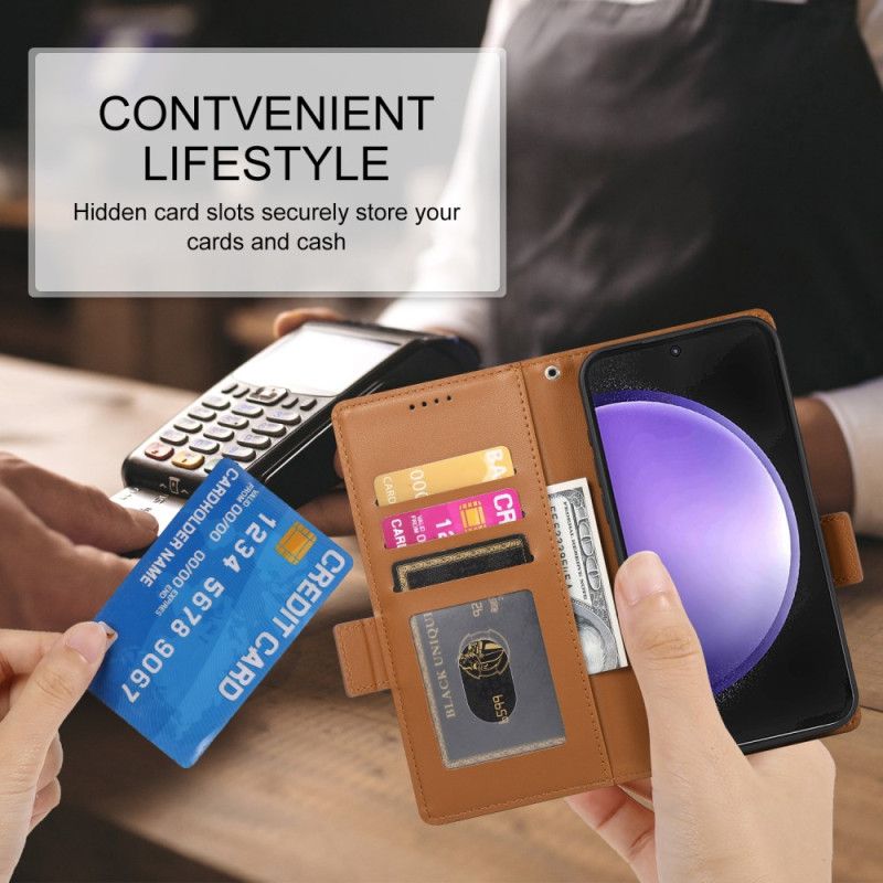 Lærdeksel Folio Deksel Samsung Galaxy S25 Fe Mobildeksel 3 Kortspor