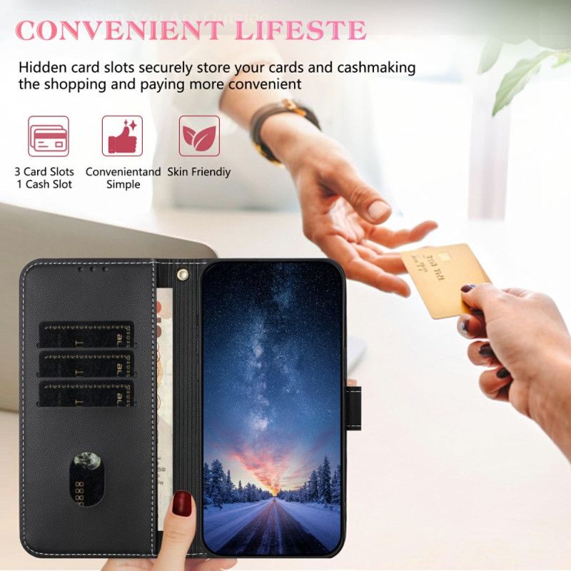 Lærdeksel Folio Deksel Samsung Galaxy S25 Fe Mobildeksel Dekorativ Sløyfe