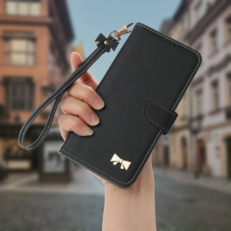 Lærdeksel Folio Deksel Samsung Galaxy S25 Fe Mobildeksel Dekorativ Sløyfe