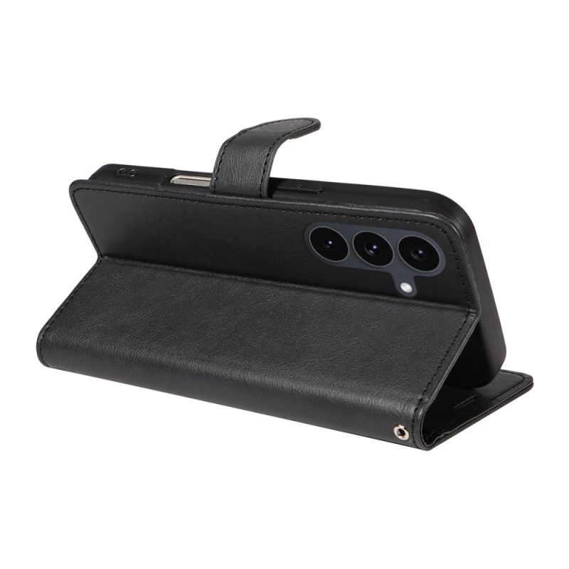 Lærdeksel Folio Deksel Samsung Galaxy S25 Fe Mobildeksel Ensfarget