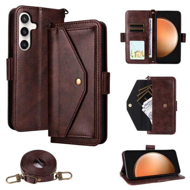 Lærdeksel Folio Deksel Samsung Galaxy S25 Fe Mobildeksel Multifunksjonell Lommebok