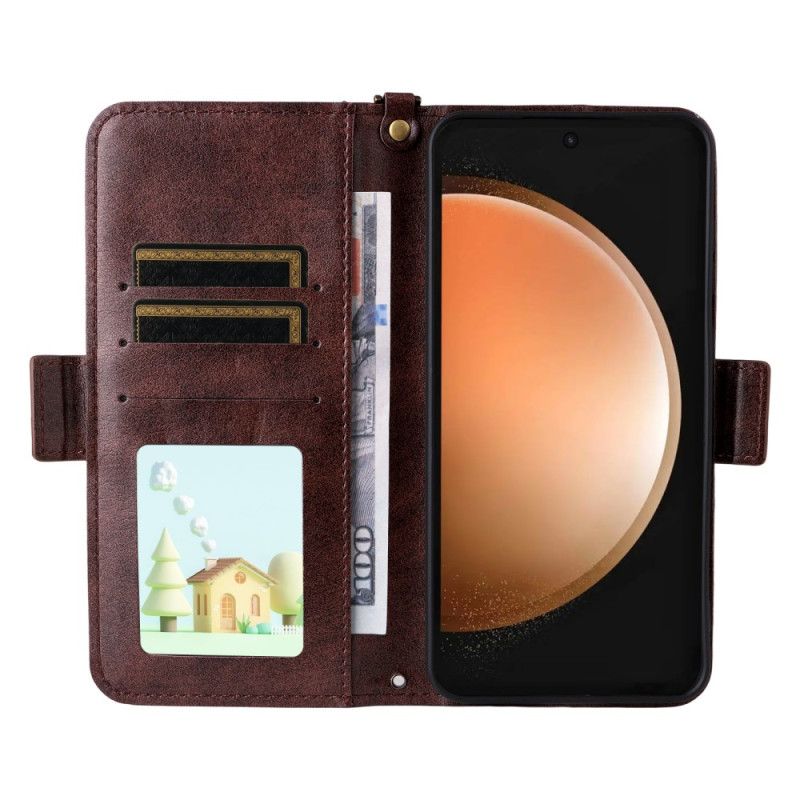 Lærdeksel Folio Deksel Samsung Galaxy S25 Fe Mobildeksel Multifunksjonell Lommebok