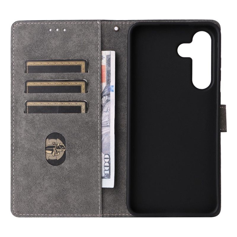 Lærdeksel Folio Deksel Samsung Galaxy S25 Fe Mobildeksel Rfid-beskyttelse Semsket Skinn-effekt