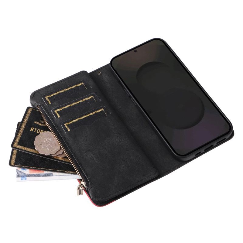 Lærdeksel Folio Deksel Samsung Galaxy S25 Fe Mobildeksel Tofarget Krusning