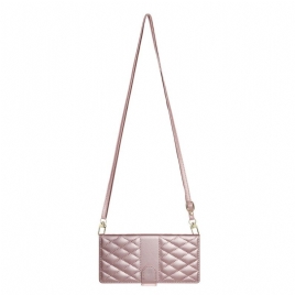 Lærdeksel Folio Deksel Samsung Galaxy S25 Fe Mobildeksel Vattert Lommebok Med Stropper