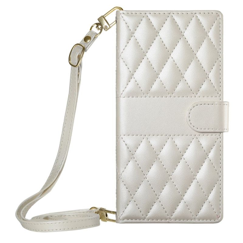 Lærdeksel Folio Deksel Samsung Galaxy S25 Fe Mobildeksel Vattert Lommebok Med Stropper