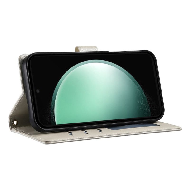 Lærdeksel Folio Deksel Samsung Galaxy S25 Fe Mobildeksel Vattert Lommebok Med Stropper