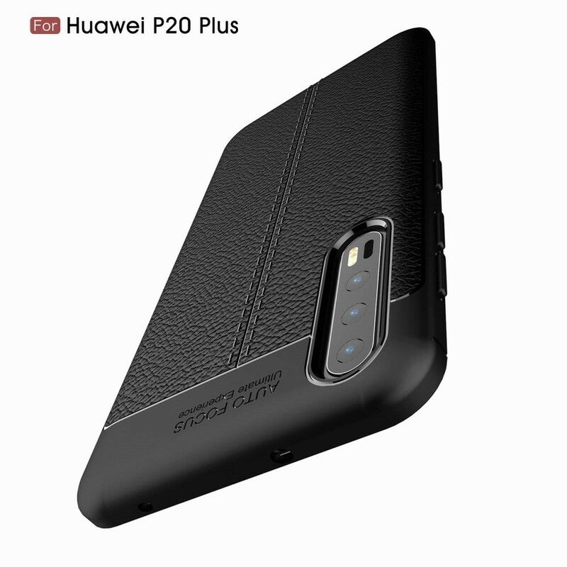 Deksel Til Huawei P20 Pro Dobbel Linje Litchi Skinneffekt