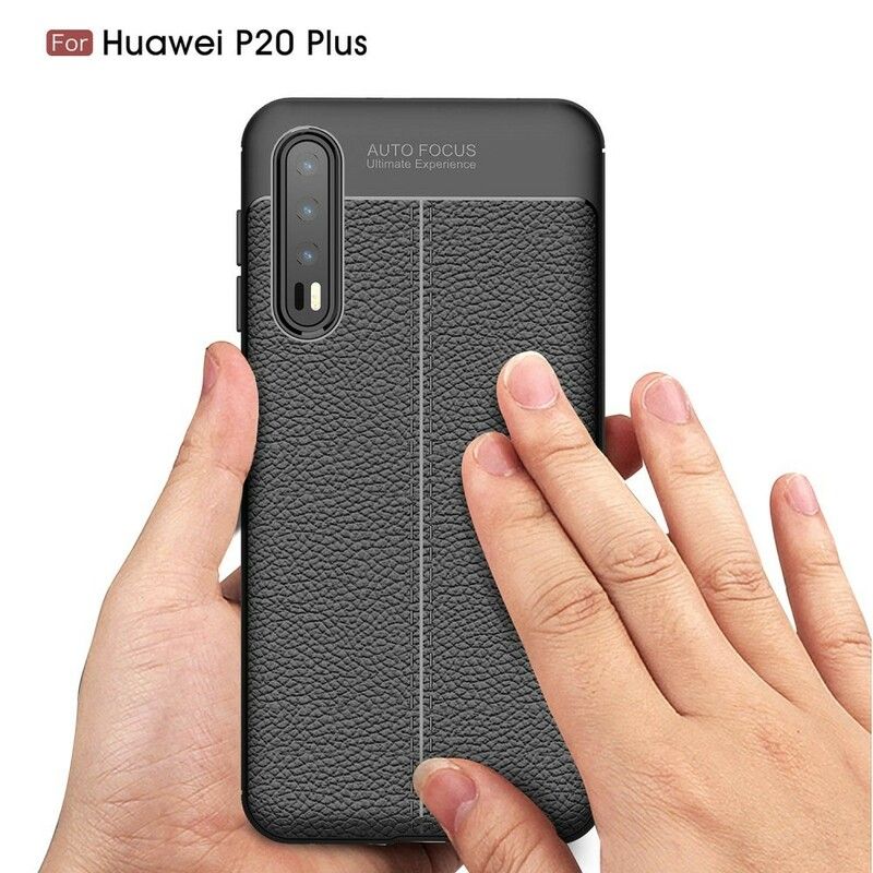 Deksel Til Huawei P20 Pro Dobbel Linje Litchi Skinneffekt