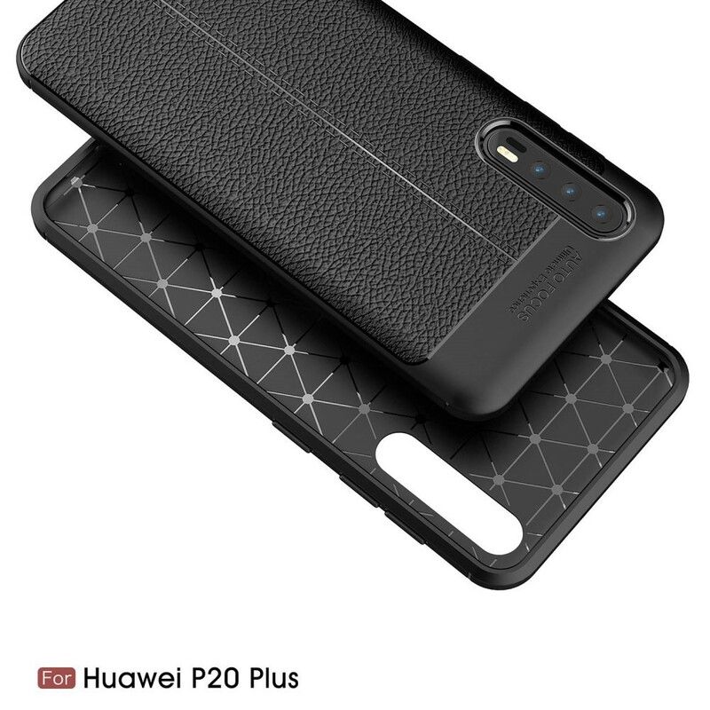 Deksel Til Huawei P20 Pro Dobbel Linje Litchi Skinneffekt