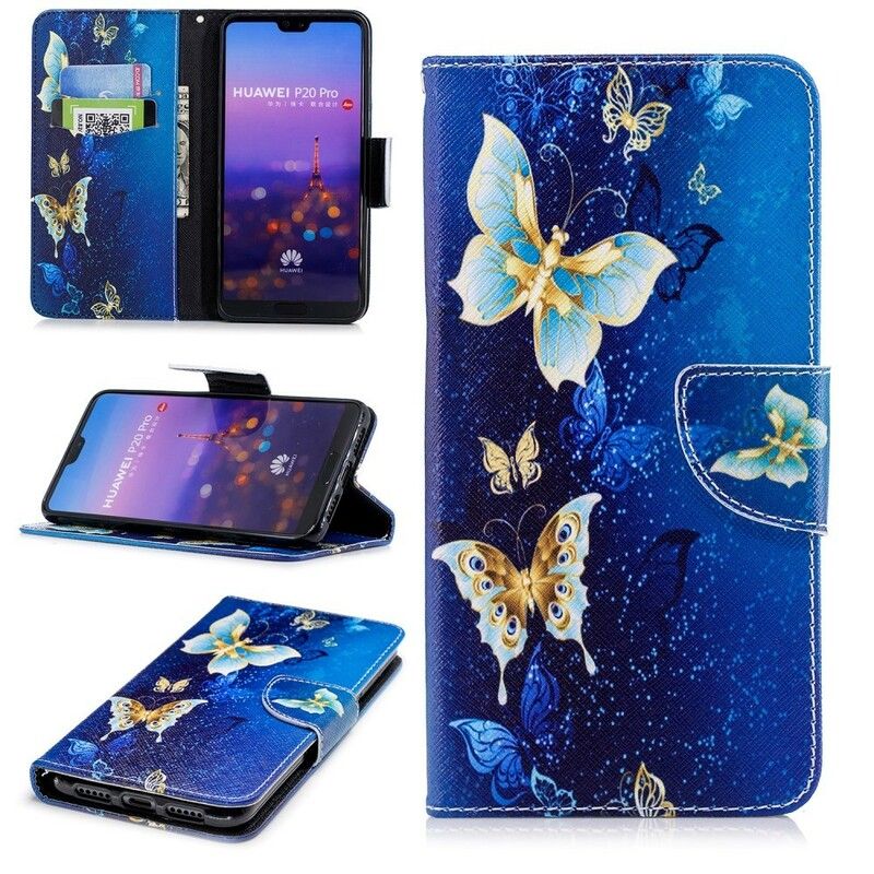 Folio Deksel Til Huawei P20 Pro Sommerfugler Om Natten