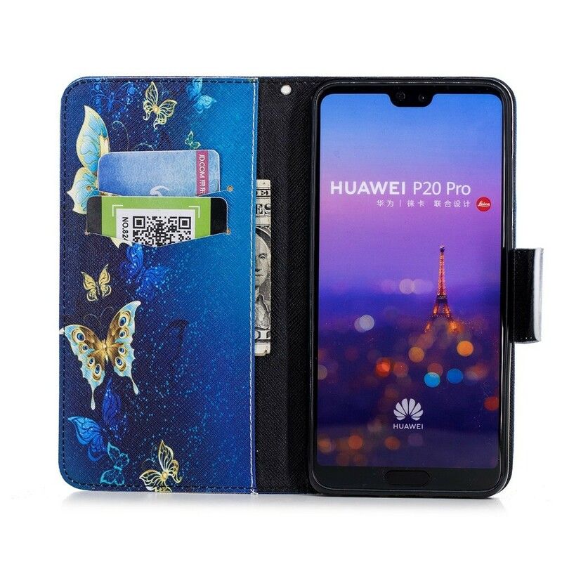 Folio Deksel Til Huawei P20 Pro Sommerfugler Om Natten