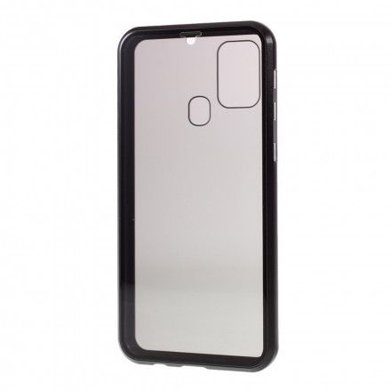 Deksel Til Samsung Galaxy M31 Metallkanter Og Herdet Glass