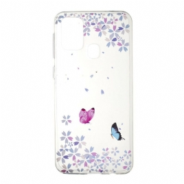 Deksel Til Samsung Galaxy M31 Transparente Sommerfugler Og Blomster