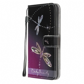 Folio Deksel Til Samsung Galaxy M31 Med Kjede Thong Dragonflies