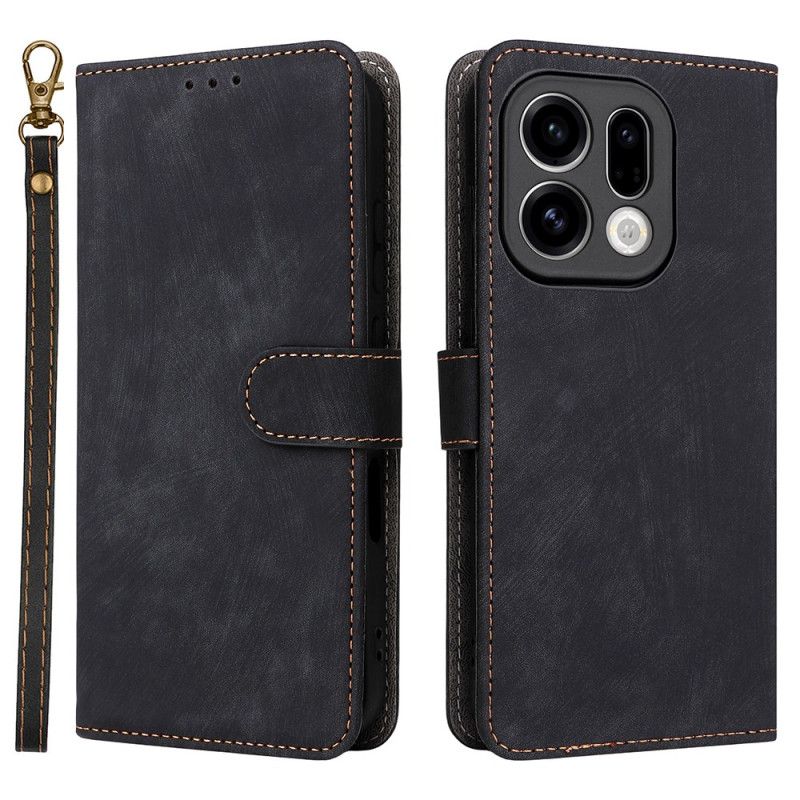 Folio Deksel Oppo Find X9 5g Semsket Skinneffekt Med Stropp