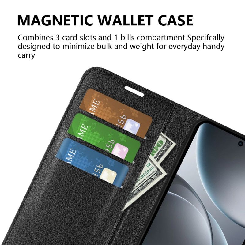 Lærdeksel Folio Deksel Oppo Find X9 5g Litchi-imitert Skinn