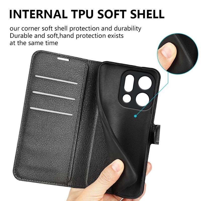 Lærdeksel Folio Deksel Oppo Find X9 5g Litchi-imitert Skinn