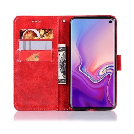 Lærdeksel Til Samsung Galaxy S10 Med Kjede Vintage Kunstskinnrem