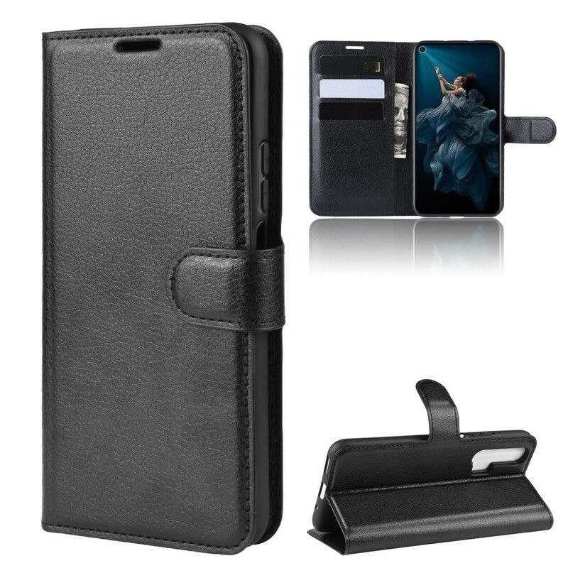Folio Deksel Til Honor 20 Pro Premium Litchi Leather Effect