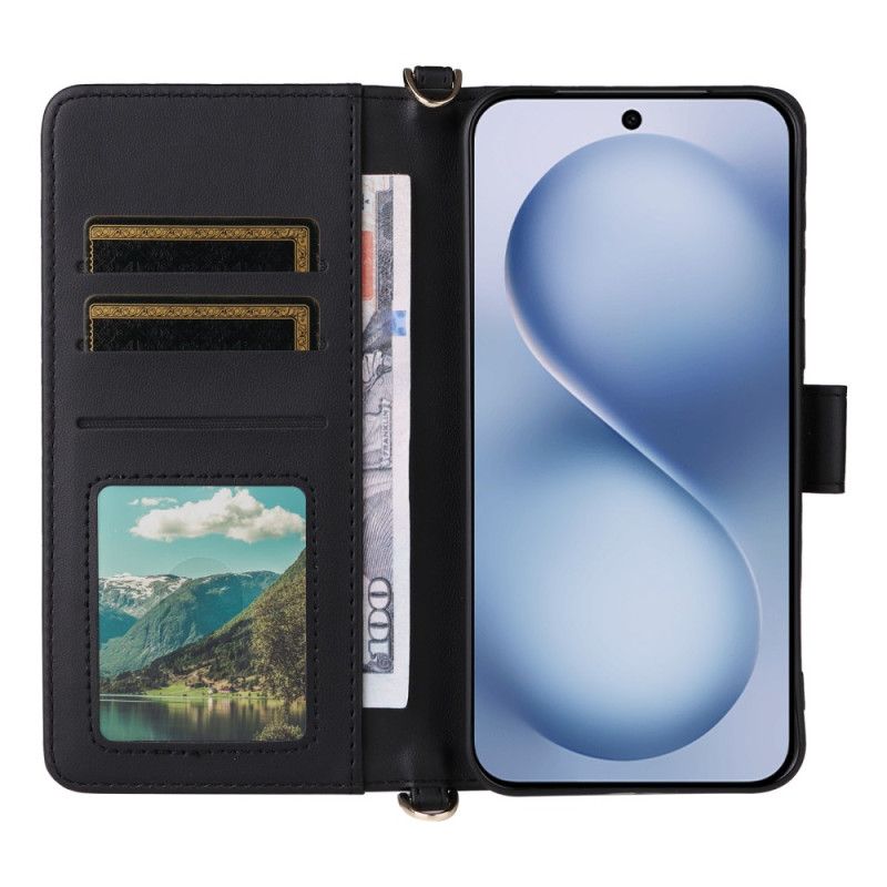 Lærdeksel Folio Deksel Vivo X200 Fe Vattert Med Stropp Og Skulderstropp