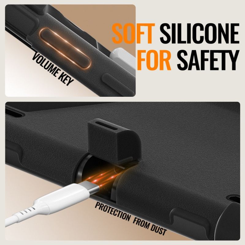 Deksel Samsung Galaxy Tab S11 Ultra Mobildeksel Trippelbeskyttelse Med Roterende Håndtak