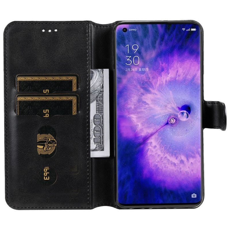 Folio Deksel Til Oppo Find X5 Skinnstil