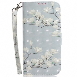 Lærdeksel Folio Deksel Honor X9b / Magic 6 Lite Mobildeksel Lanière Magnolias
