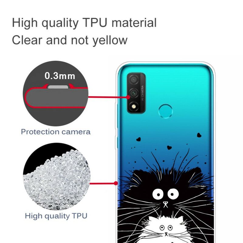 Mobildeksel Til Huawei P Smart 2020 Transparente Overraskede Katter