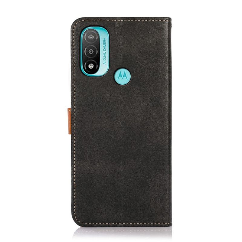 Folio Deksel Til Moto E40 / E30 / E20 Tofarget Gulllås Khazneh