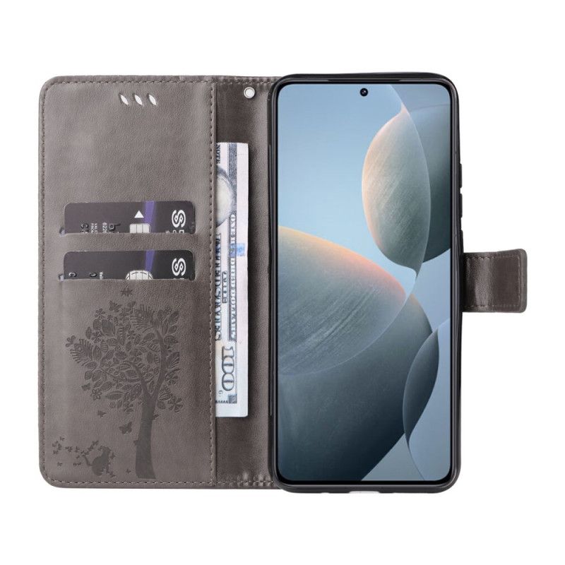 Folio Deksel Xiaomi 14t Katt Og Tre Beskyttelse Deksel