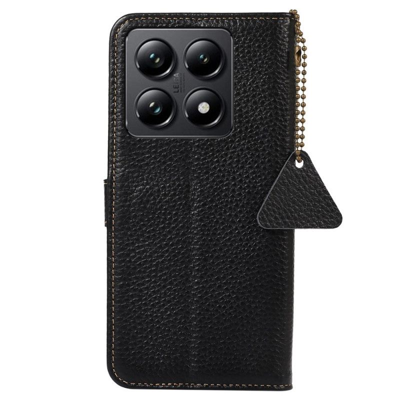 Lærdeksel Folio Deksel Xiaomi 14t Genuine Leather Litchi Texture Rfid