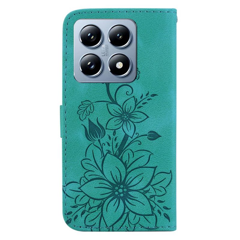 Lærdeksel Folio Deksel Xiaomi 14t Liljeblomster