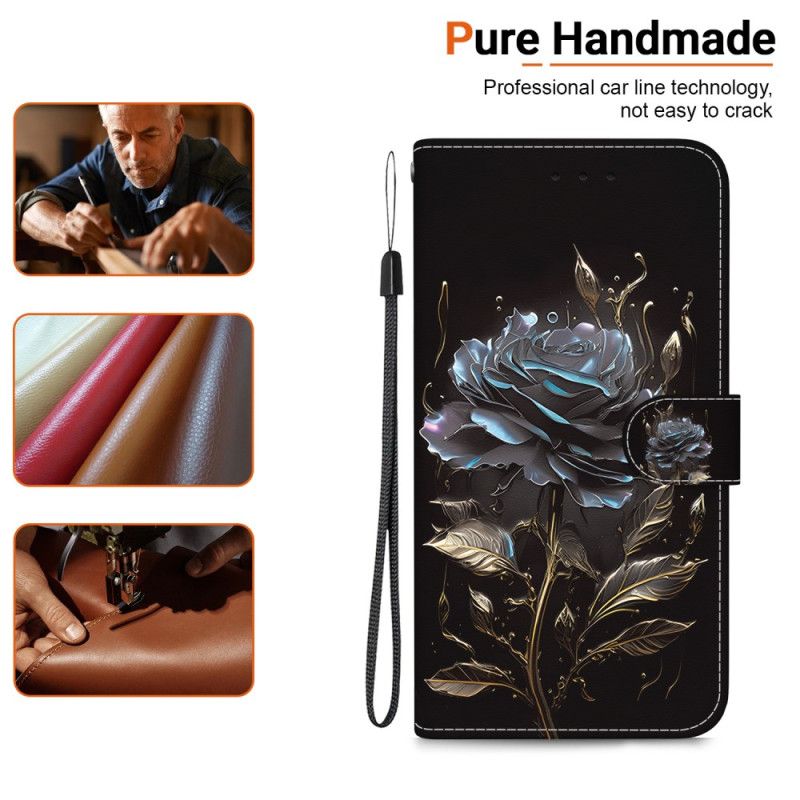 Lærdeksel Folio Deksel Xiaomi 14t Mobildeksel Svart Rose