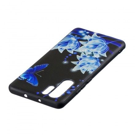 Deksel Til Huawei P30 Pro Sommerfugl Og Blå Blomster
