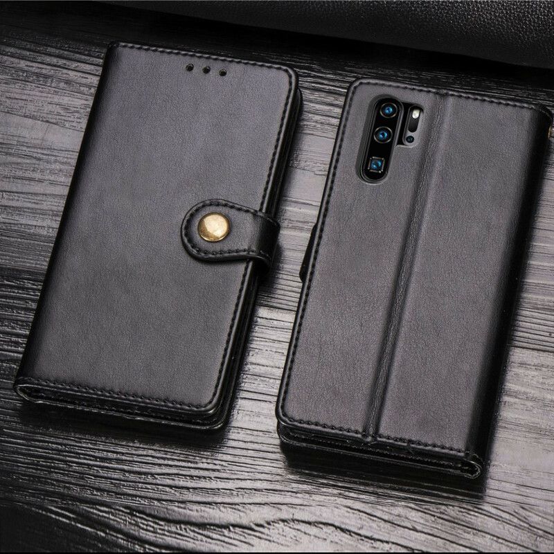 Folio Deksel Til Huawei P30 Pro Imitert Skinn Og Vintage Lås
