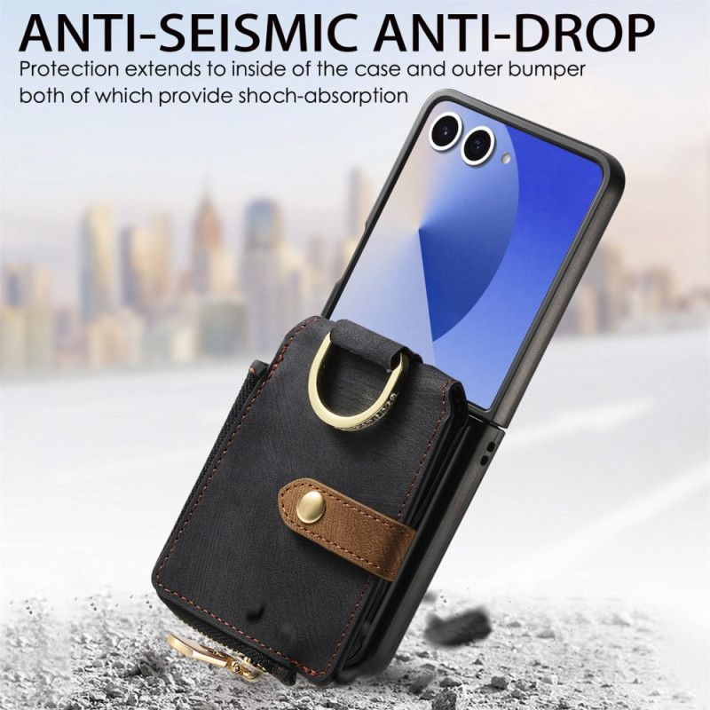 Deksel Samsung Galaxy Z Flip 7 Glidelåslomme Og Kortholder
