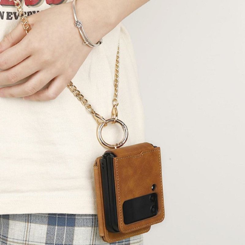 Deksel Samsung Galaxy Z Flip 7 Kortholder Og Avtakbar Kjede Beskyttelse Deksel