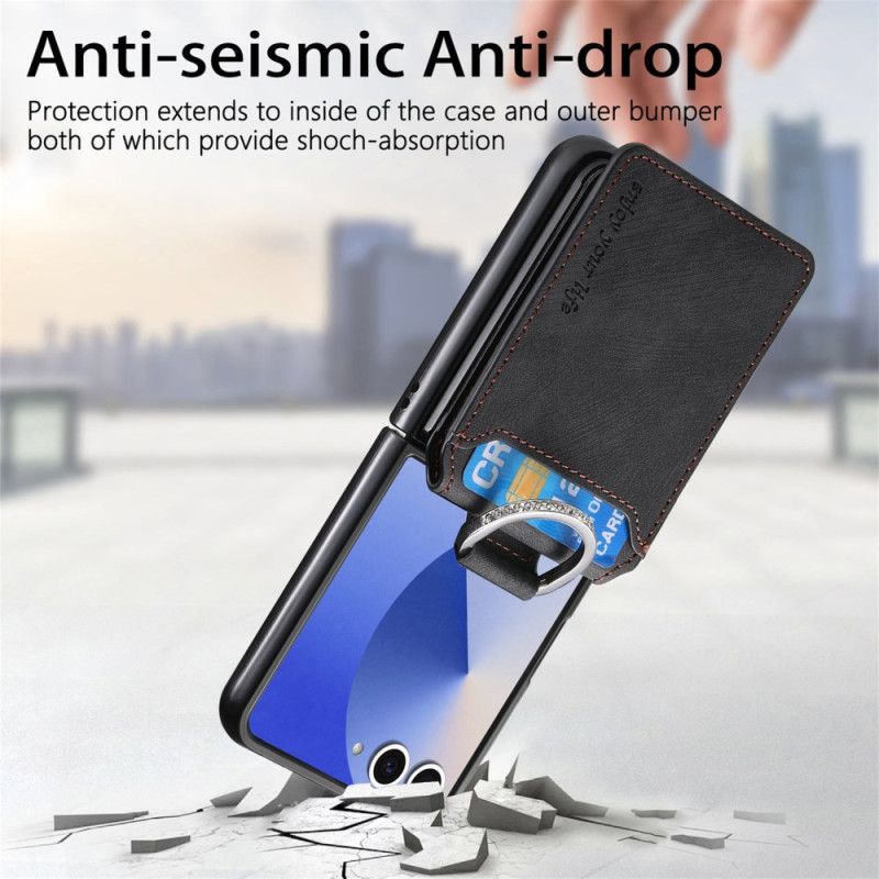 Deksel Samsung Galaxy Z Flip 7 Kortholder Og Holder Med Vintage-effekt