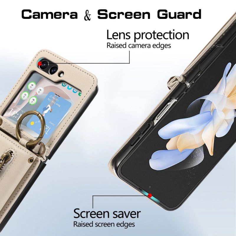 Deksel Samsung Galaxy Z Flip 7 Lommebok Og Skulderstropp Beskyttelse Deksel