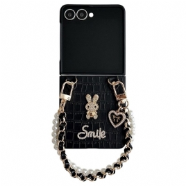 Deksel Samsung Galaxy Z Flip 7 Smiley Bunny Med Armbånd