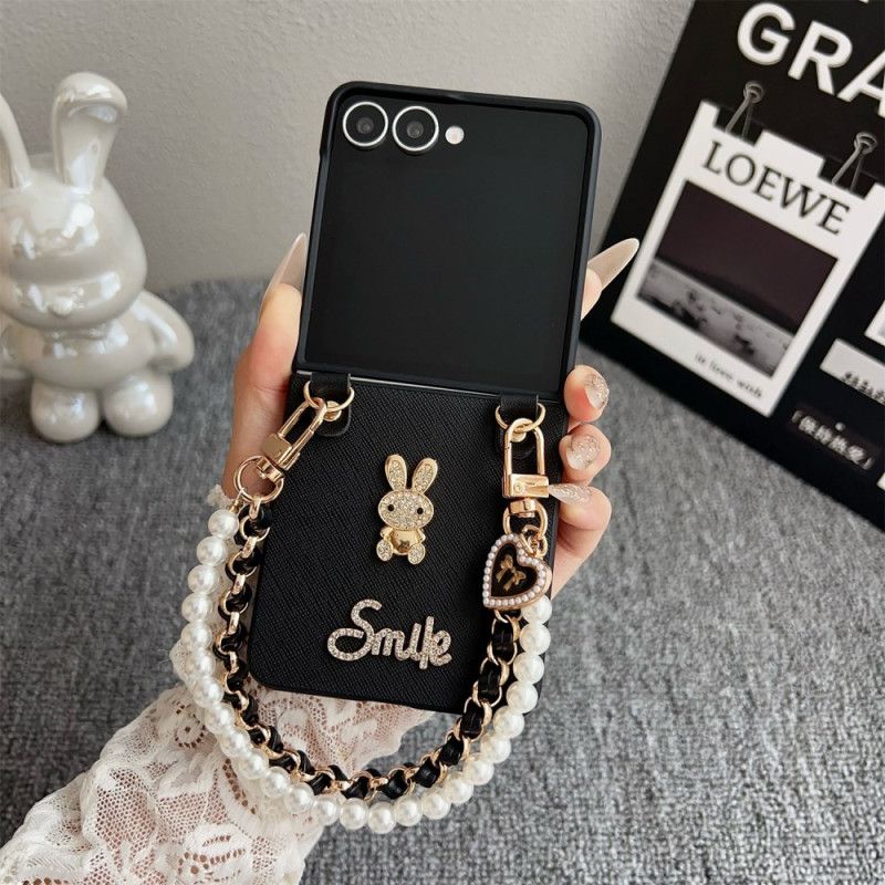 Deksel Samsung Galaxy Z Flip 7 Smiley Bunny Med Armbånd