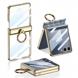 Deksel Til Samsung Galaxy Z Flip 7 Gjennomsiktig Med Stativ Og Magnetisk Beskyttelse Gkk